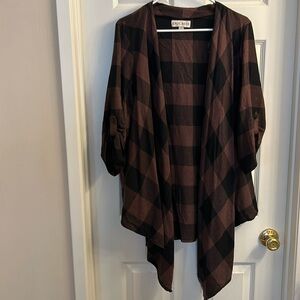 KNOX ROSE brown & black plaid kimono